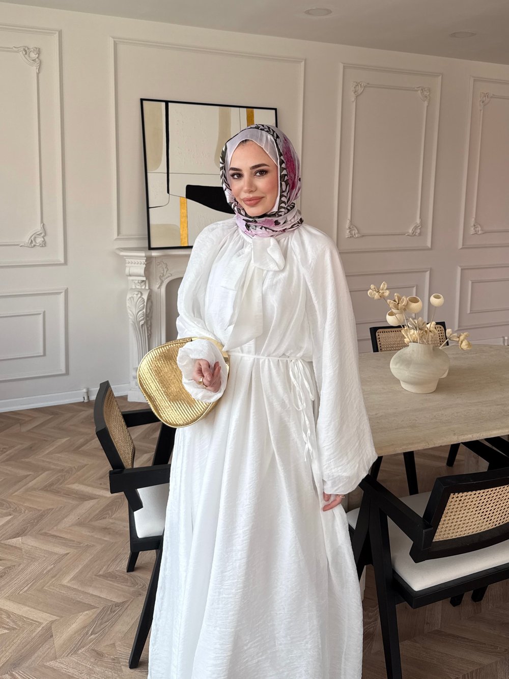 Lucky Bağlamalı Elbise Beyaz (2340) 