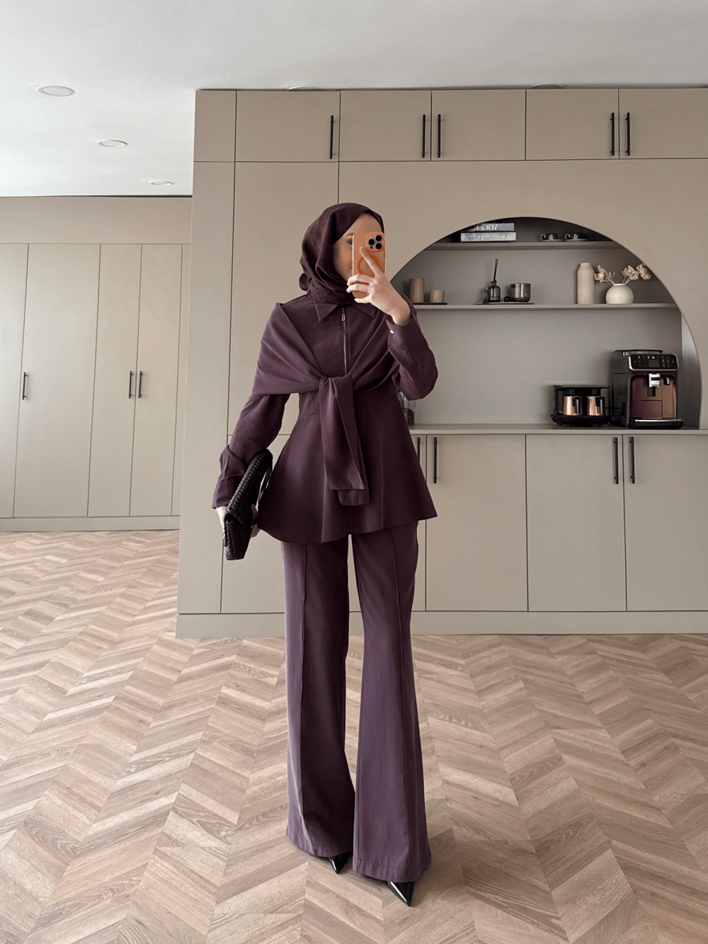 Lumar Pelerin Detaylı Pantolonlu Takım Mürdüm (2364)
