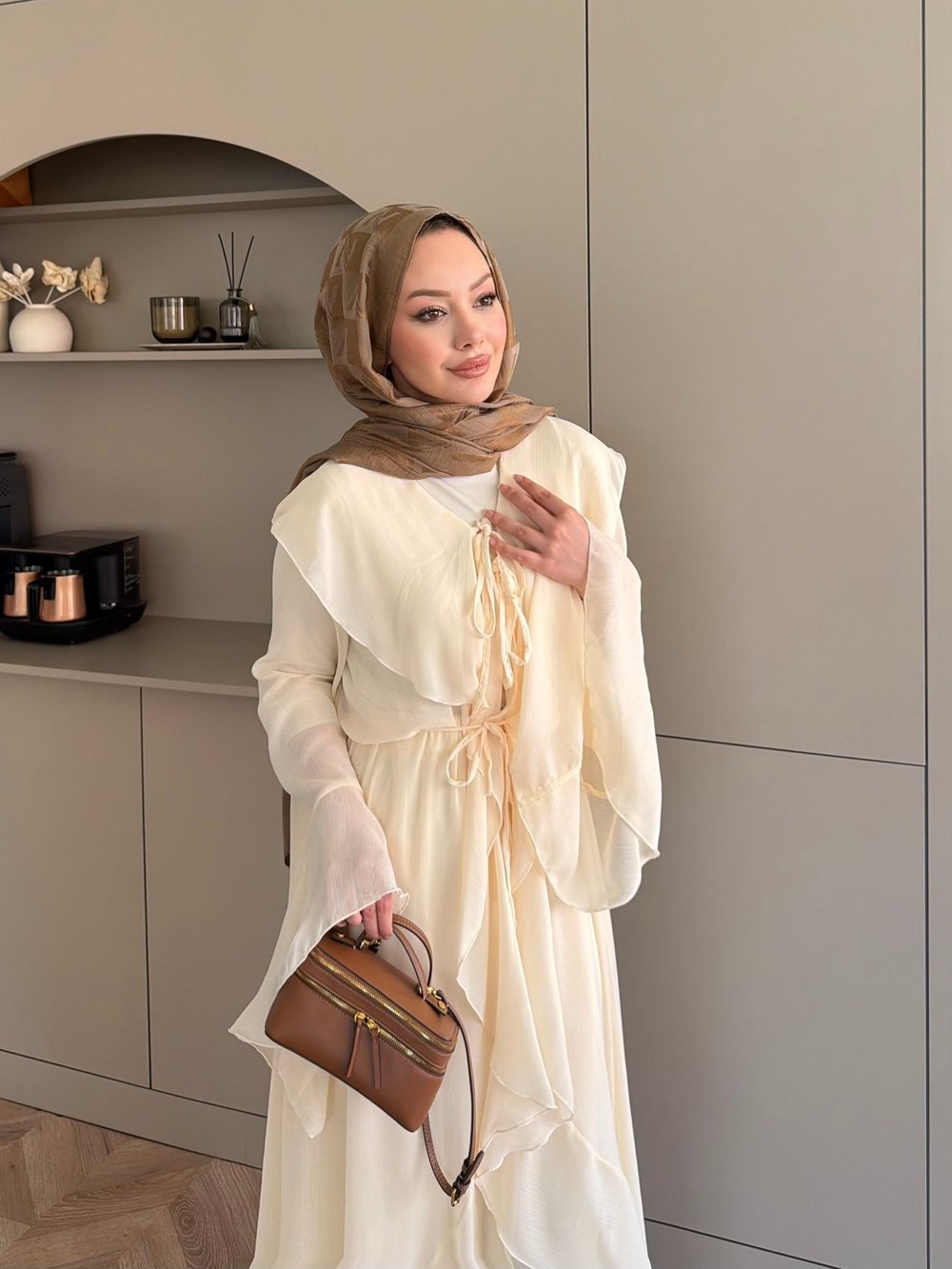 Lumira Abaya Pantolonlu Takım Sarı (8578)