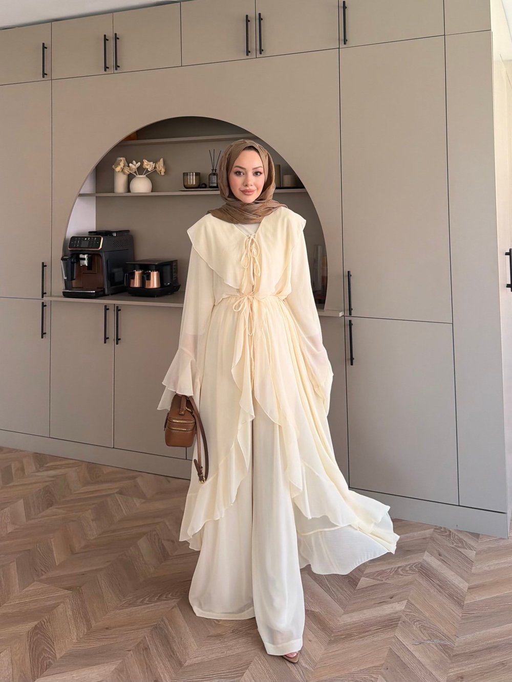 Lumira Abaya Pantolonlu Takım Sarı (8578)
