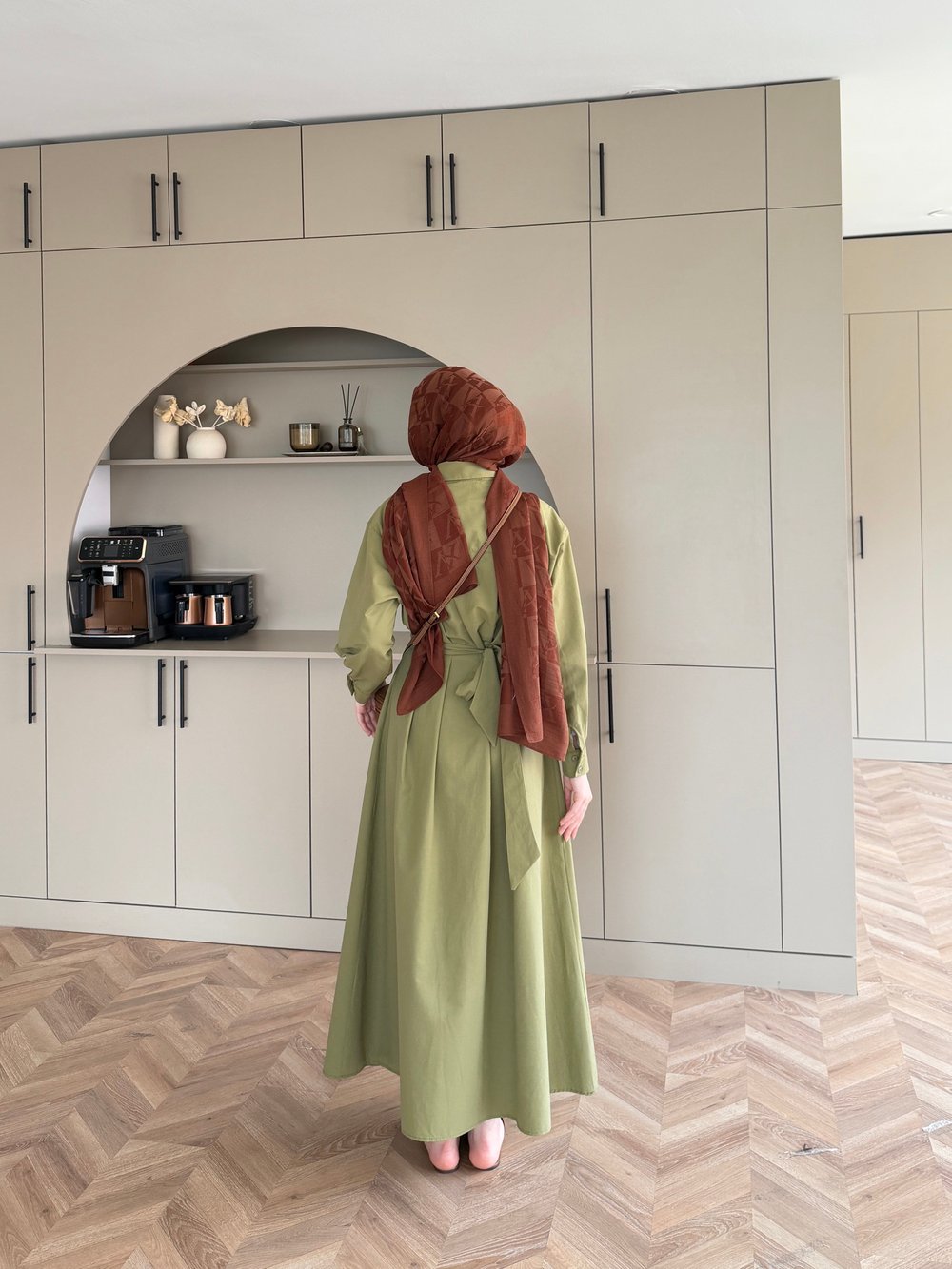 Lunelle Kemerli Elbise Haki (4508)