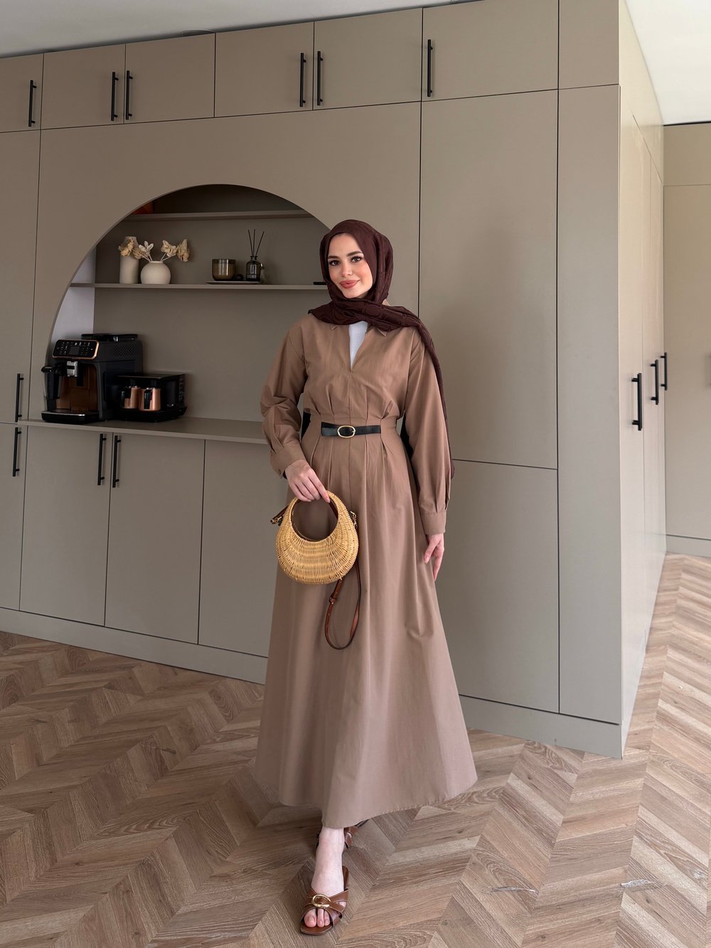Lunelle Kemerli Elbise Vizon (4508)