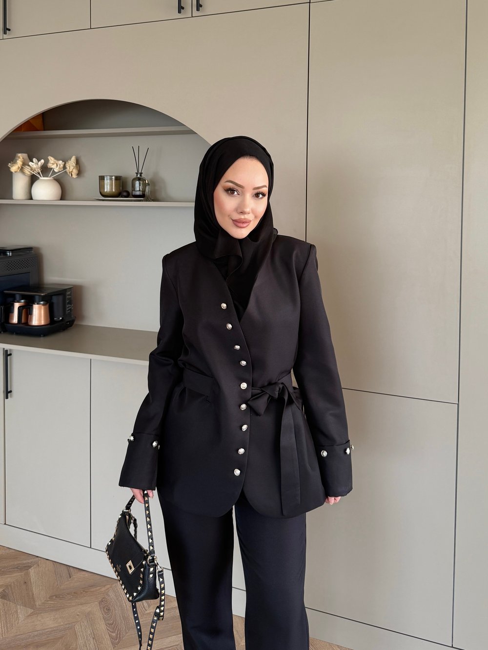 Luser Düğme Detaylı Ceket Takım (Siyah)