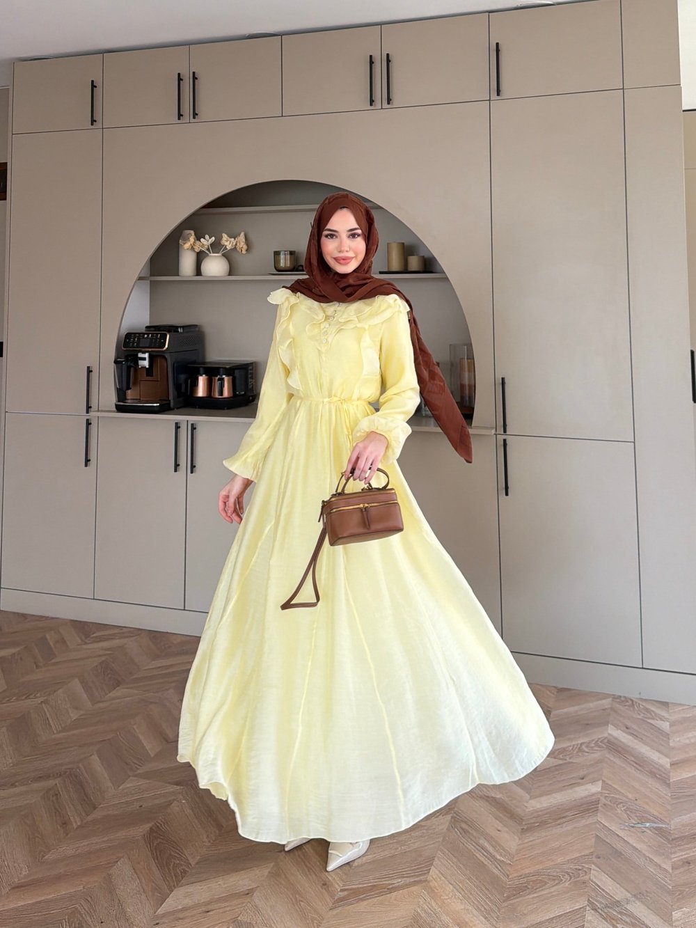 Lushe Fırfır Detaylı Elbise ButterYellow (26169)