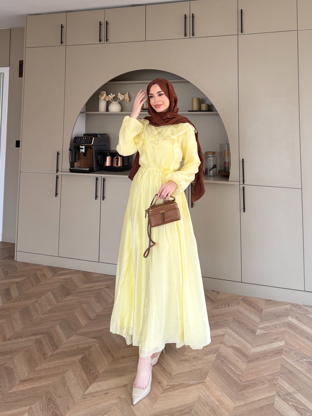 Lushe Fırfır Detaylı Elbise ButterYellow (26169)