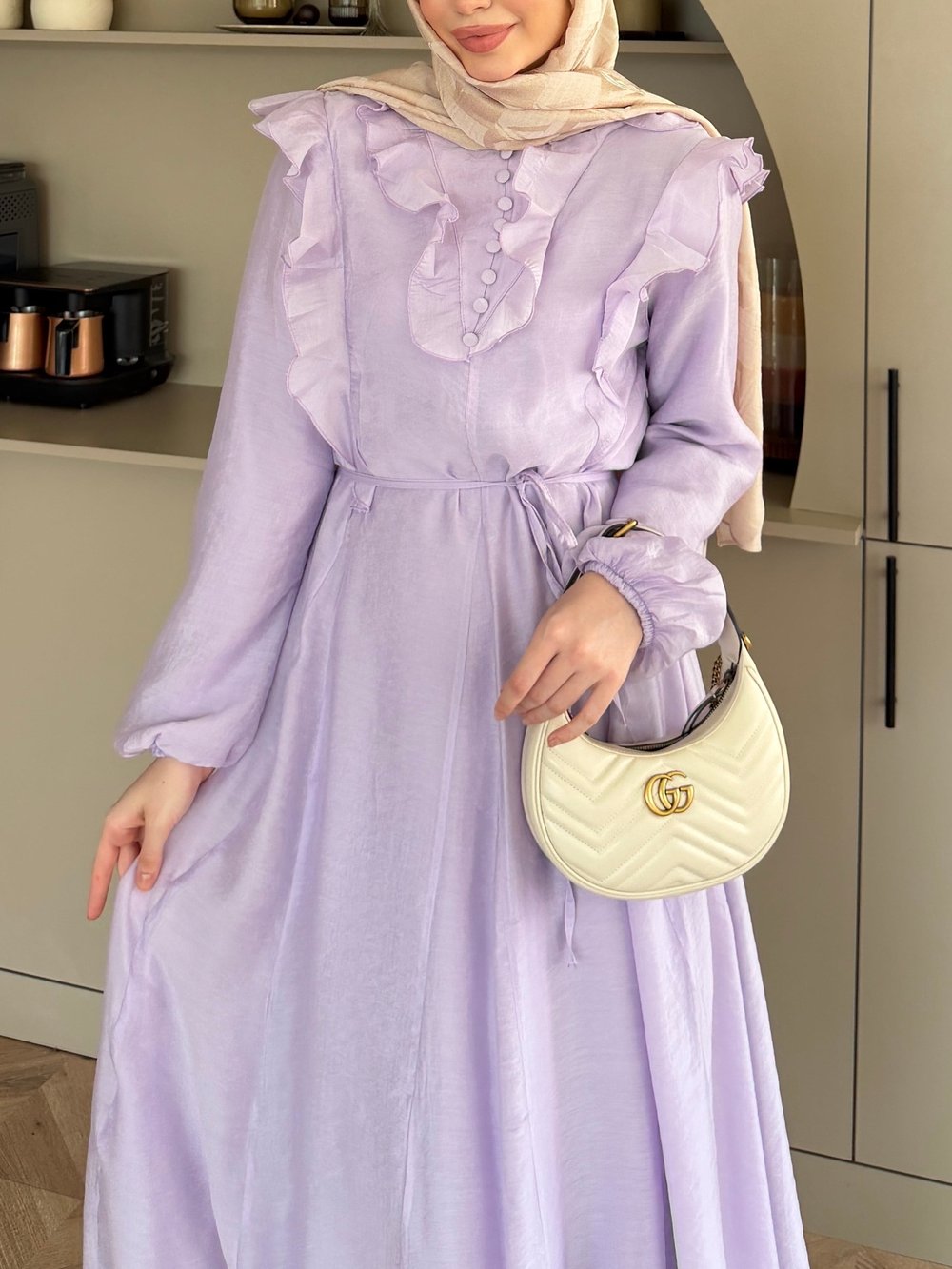 Lushe Fırfır Detaylı Elbise Mor (26169)