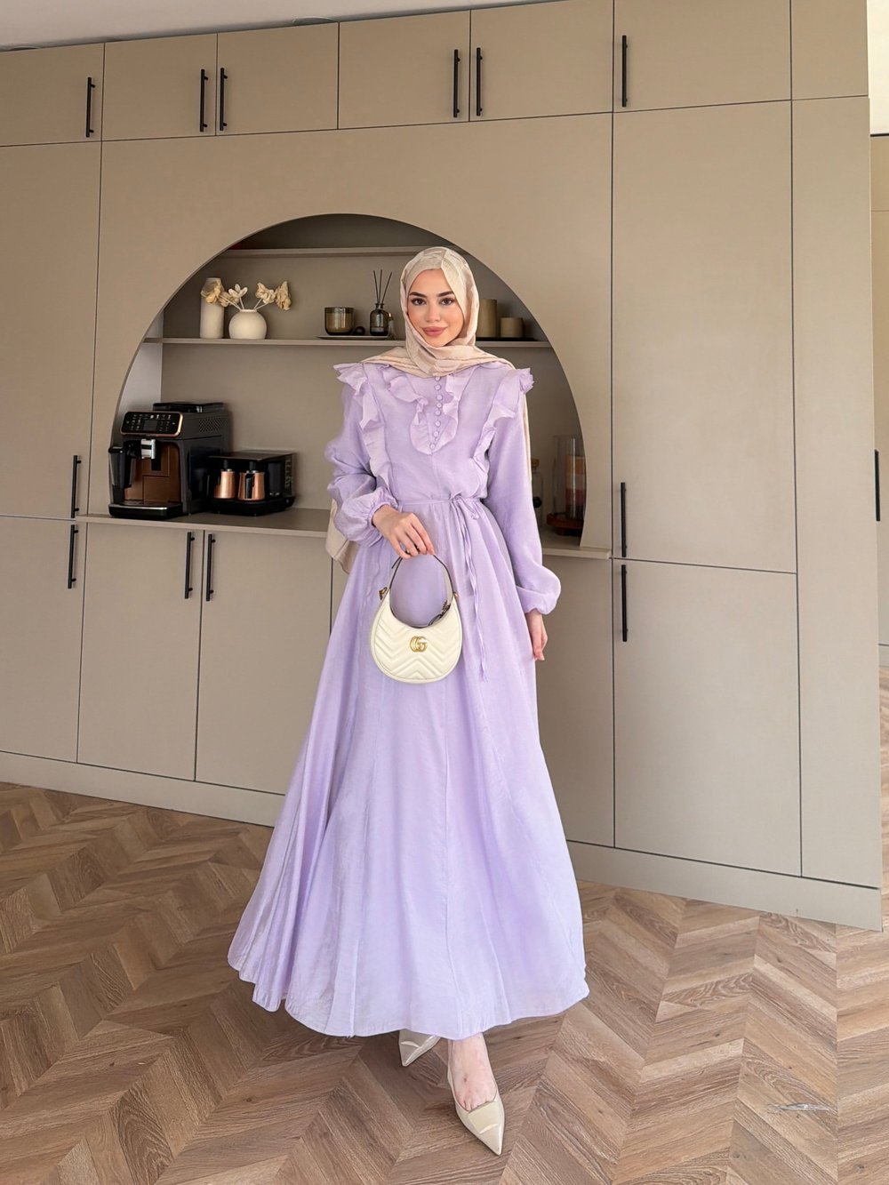 Lushe Fırfır Detaylı Elbise Mor (26169)
