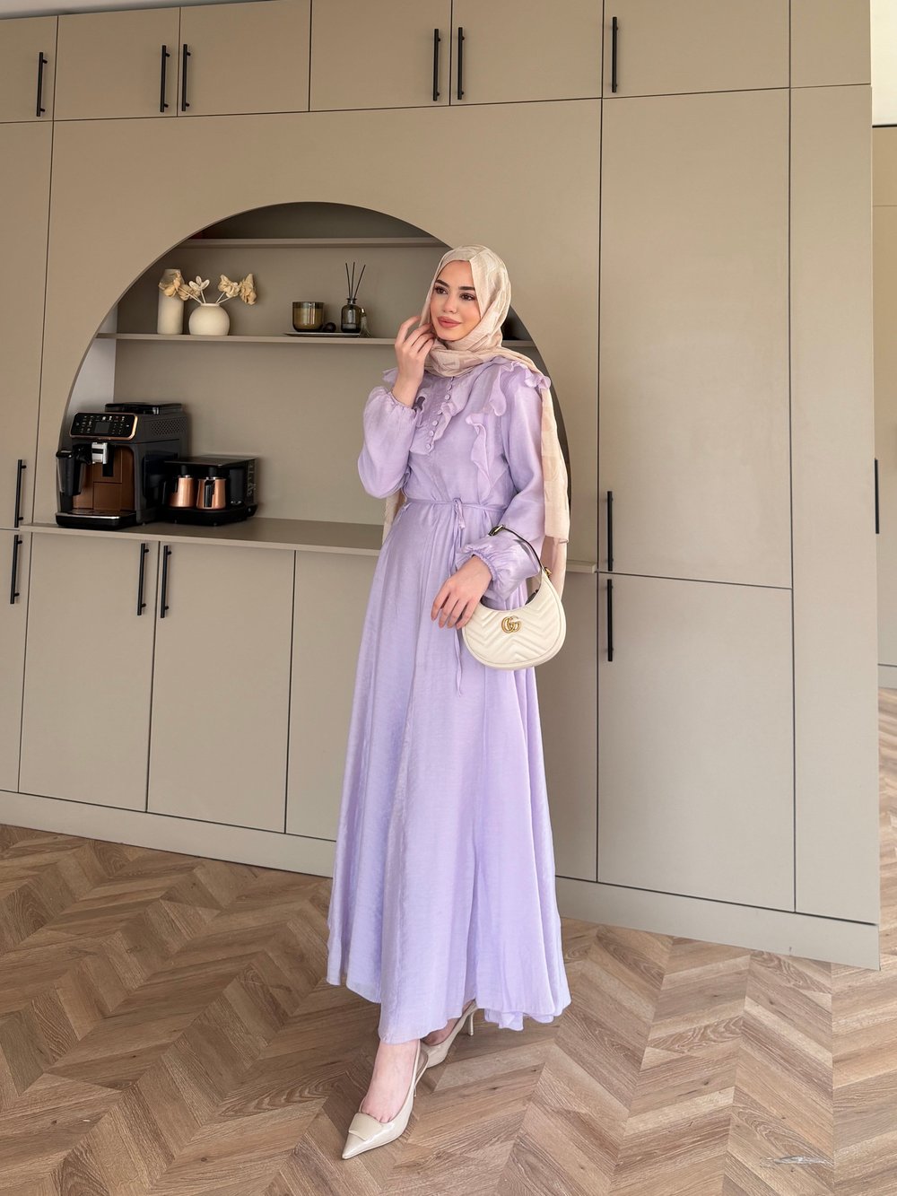 Lushe Fırfır Detaylı Elbise Mor (26169)