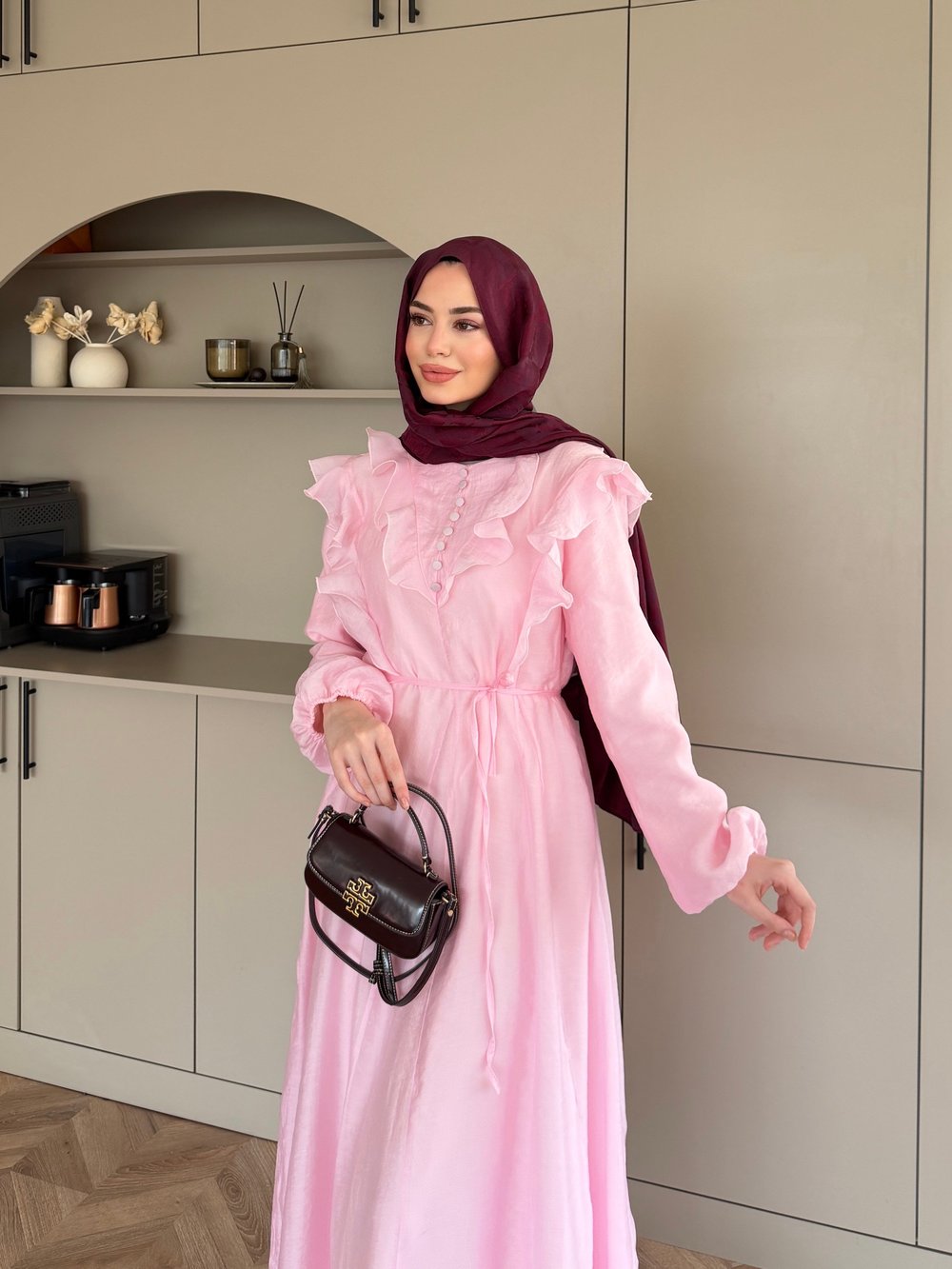 Lushe Fırfır Detaylı Elbise Pembe (26169)