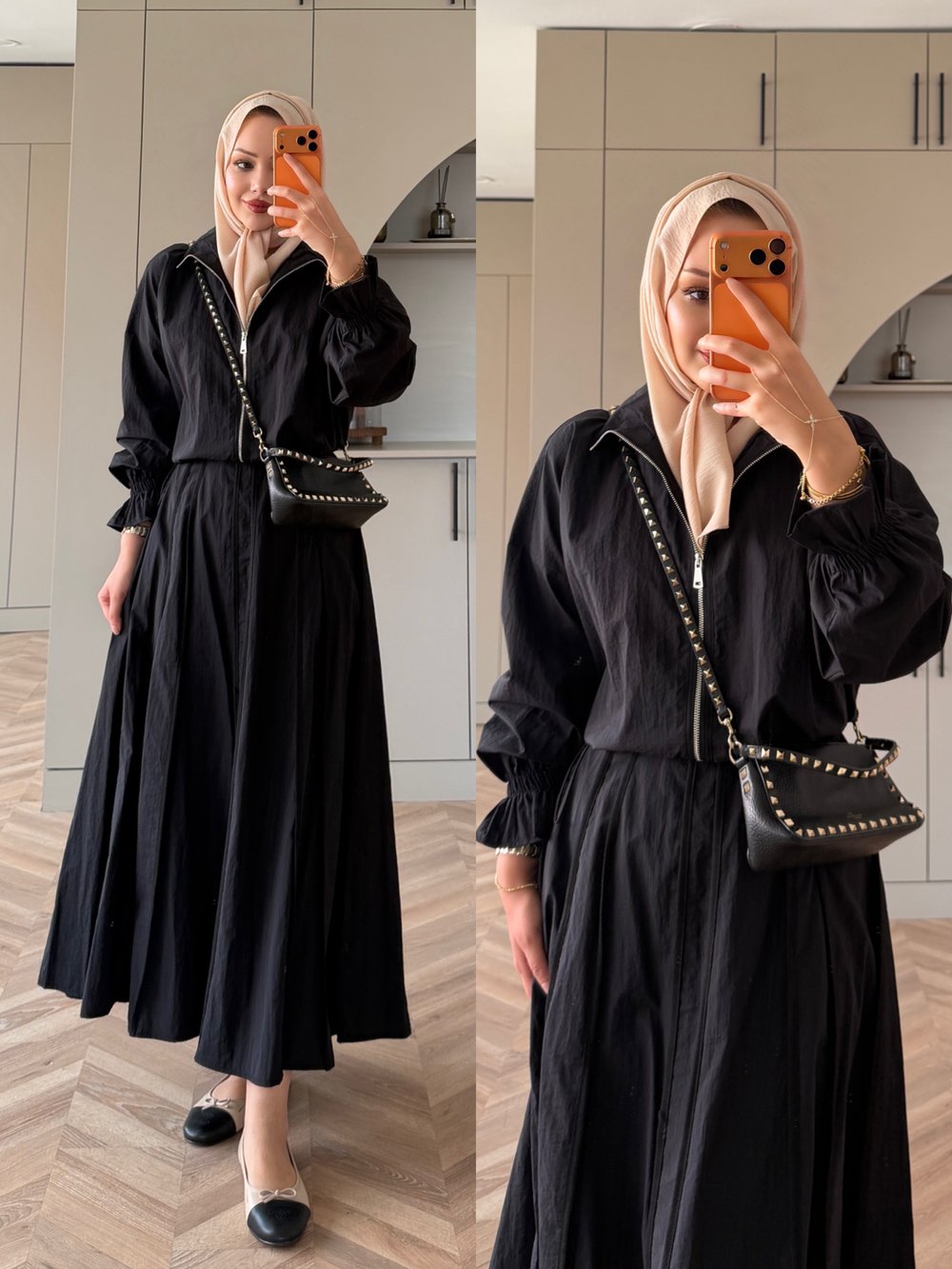Magie Fermuarlı Etekli Takım Siyah (4580)