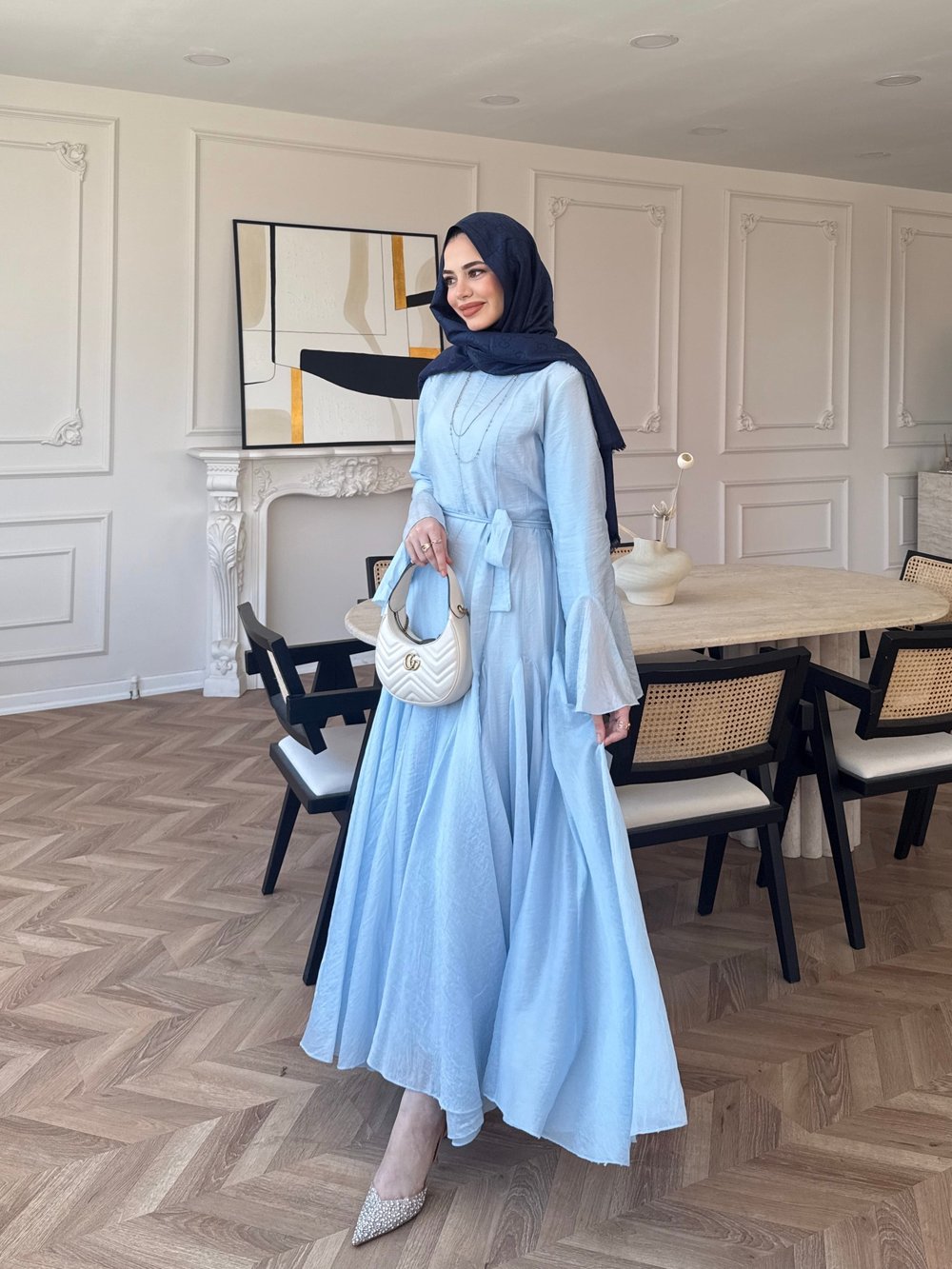 Maldiv Fırfırlı Elbise Bebe Mavisi (228)