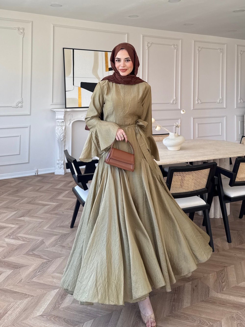 Maldiv Fırfırlı Elbise Çağla (228)