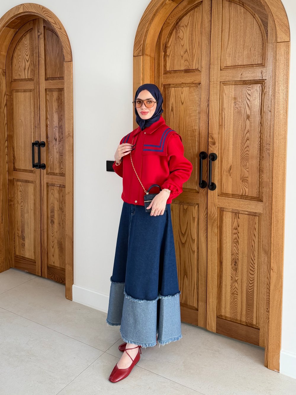 Marin Yaka Detaylı Ceket Kırmızı (4599)