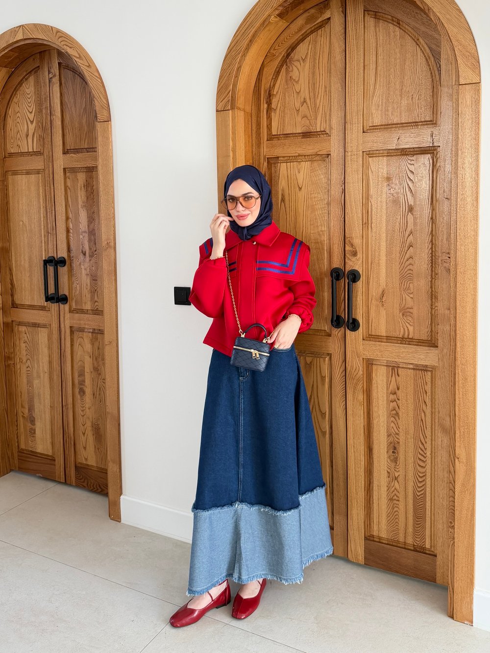Marin Yaka Detaylı Ceket Kırmızı (4599)