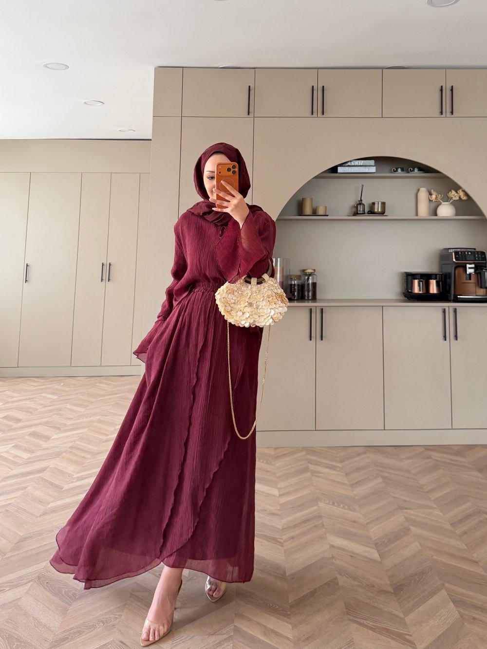 Marine Bağlamalı Etekli Takım Bordo (5740)