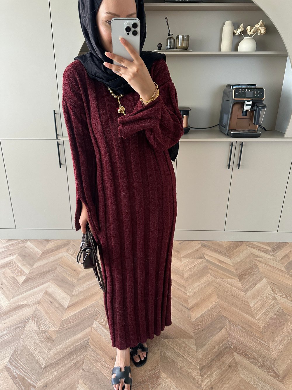 Marissa Triko Elbise Bordo
