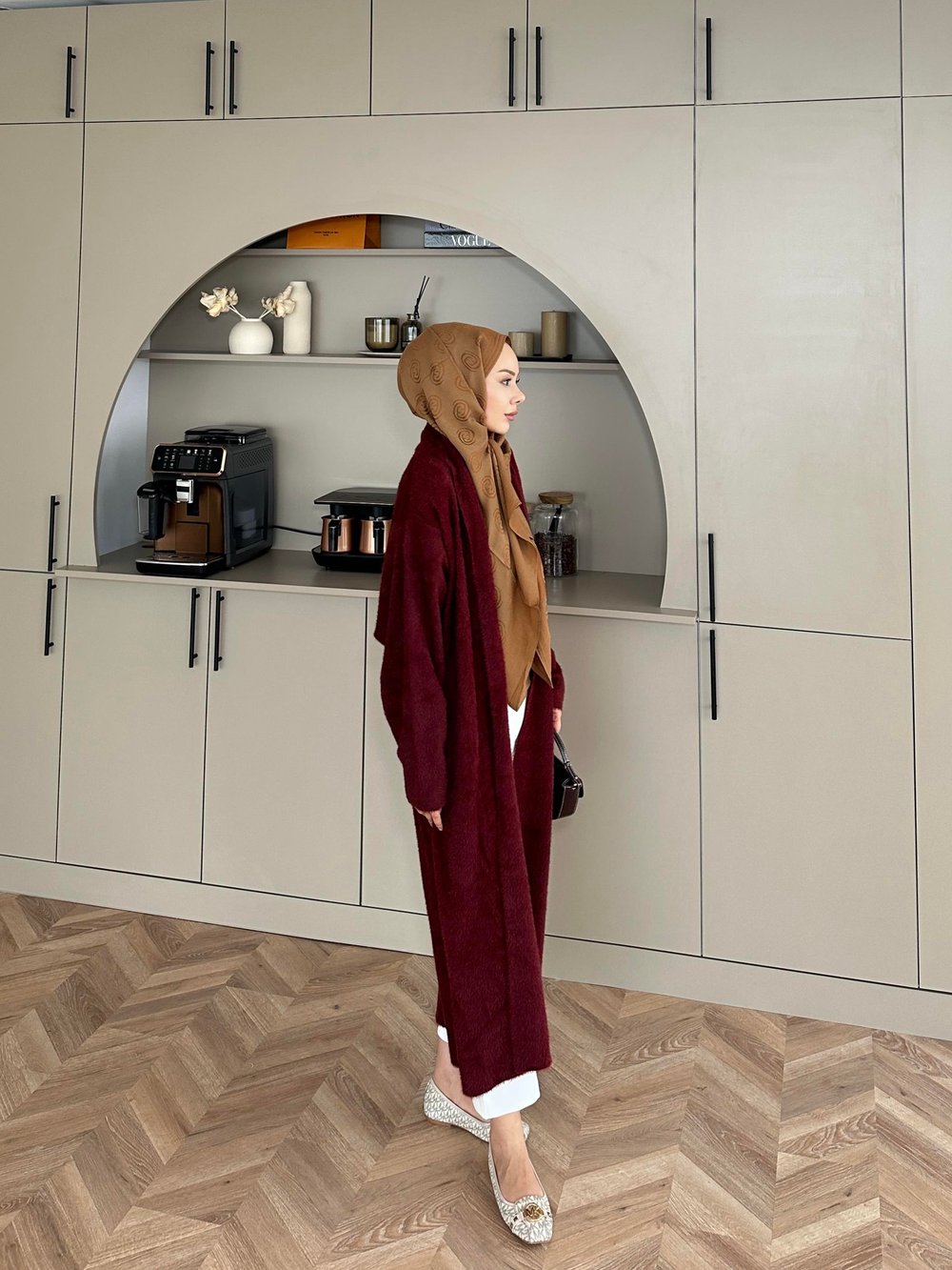 Marsel Angora Uzun Hırka Bordo