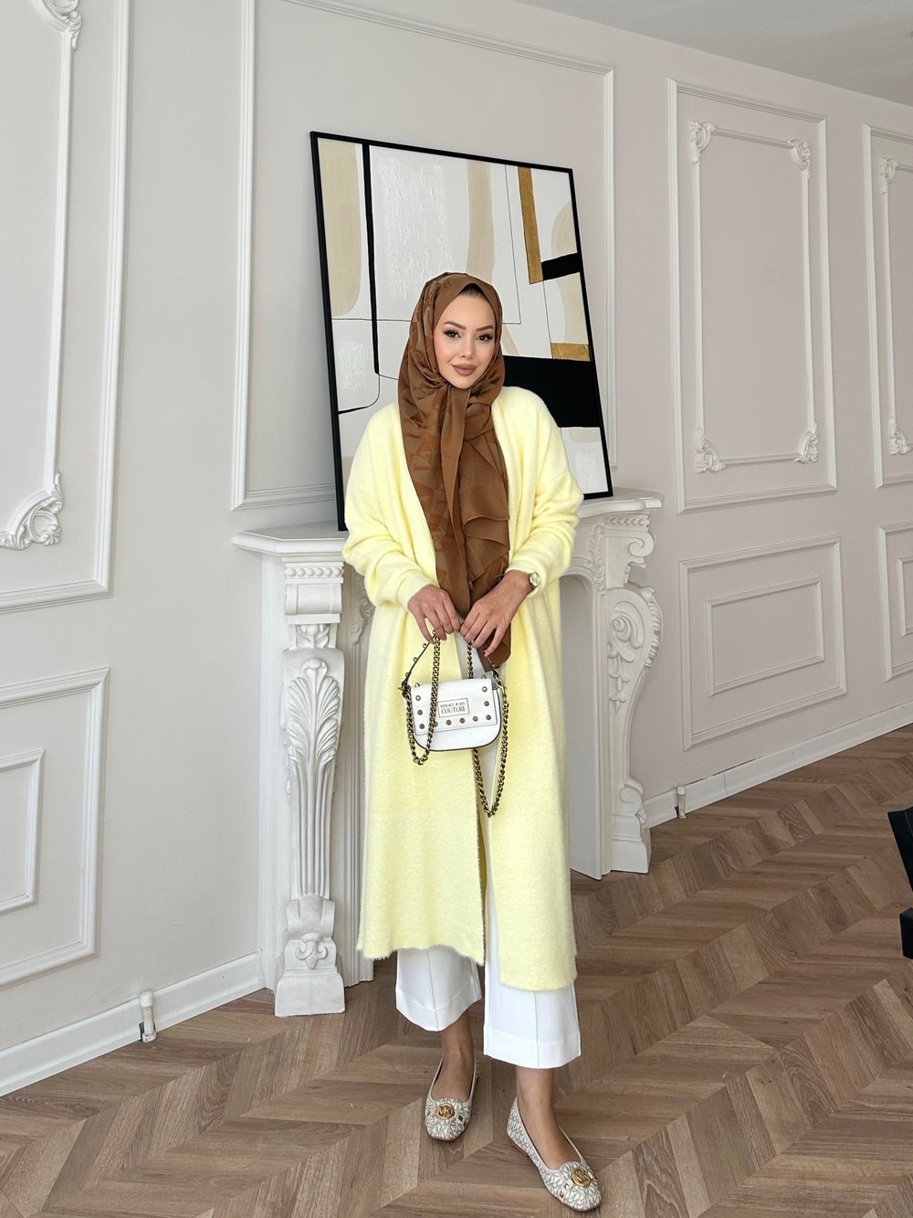 Marsel Angora Uzun Hırka Sarı