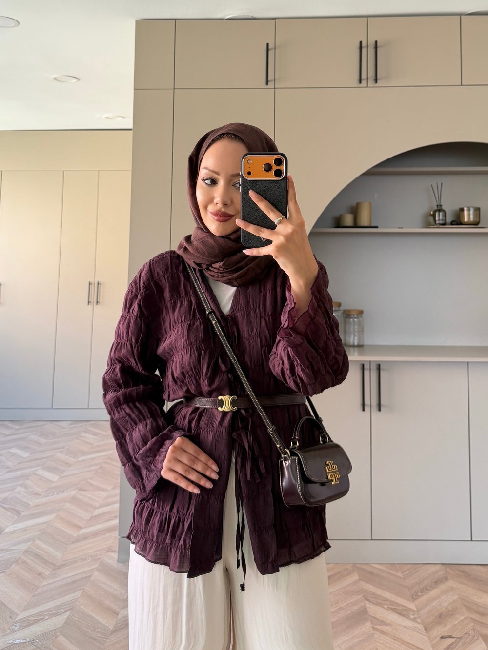 Mela Bürümcük Kimono\Gömlek Bordo (3095)