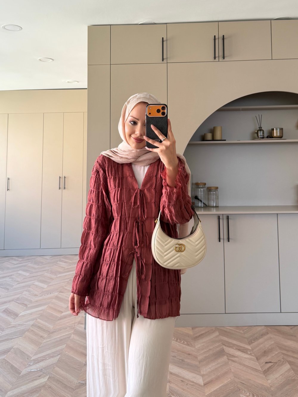 Mela Bürümcük Kimono\Gömlek Kiremit (3095)