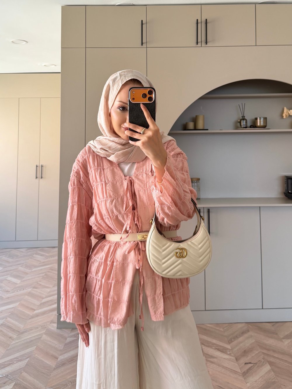 Mela Bürümcük Kimono\Gömlek Pudra (3095)
