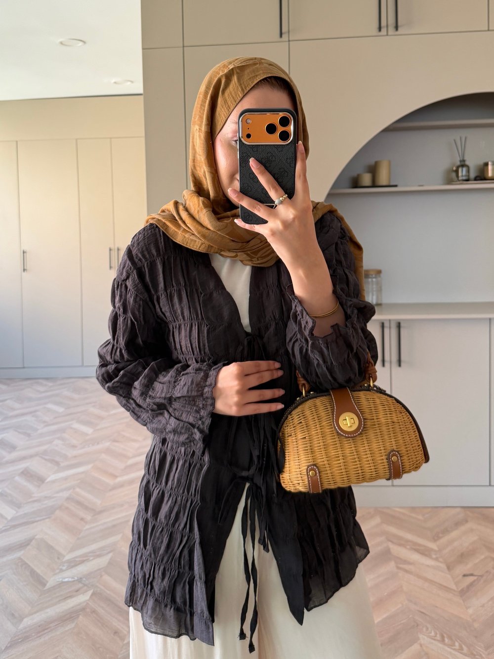 Mela Bürümcük Kimono\Gömlek Siyah (3095)