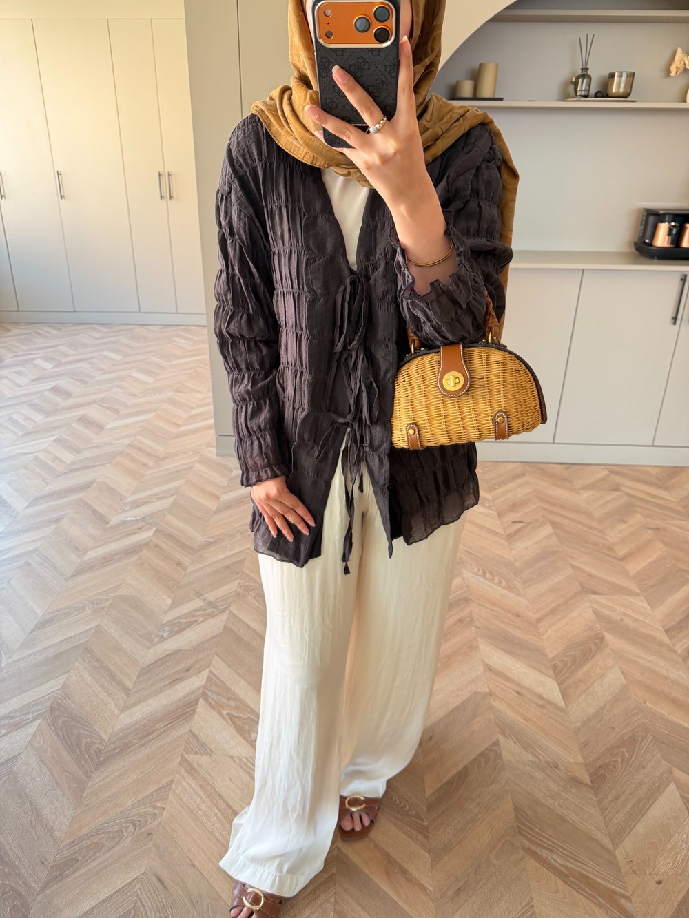 Mela Bürümcük Kimono\Gömlek Siyah (3095)