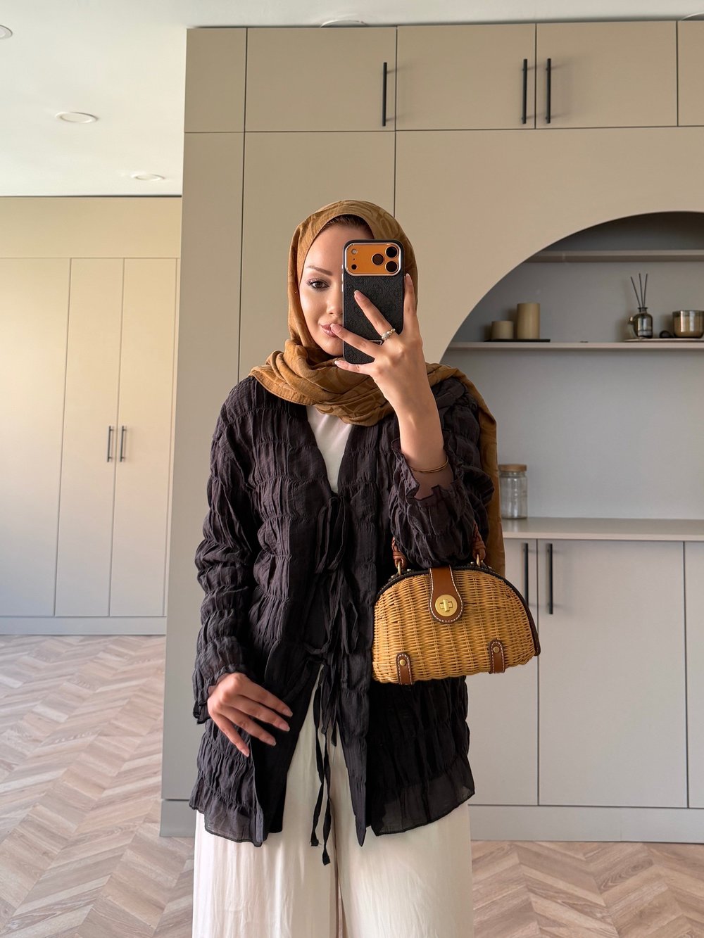 Mela Bürümcük Kimono\Gömlek Siyah (3095)