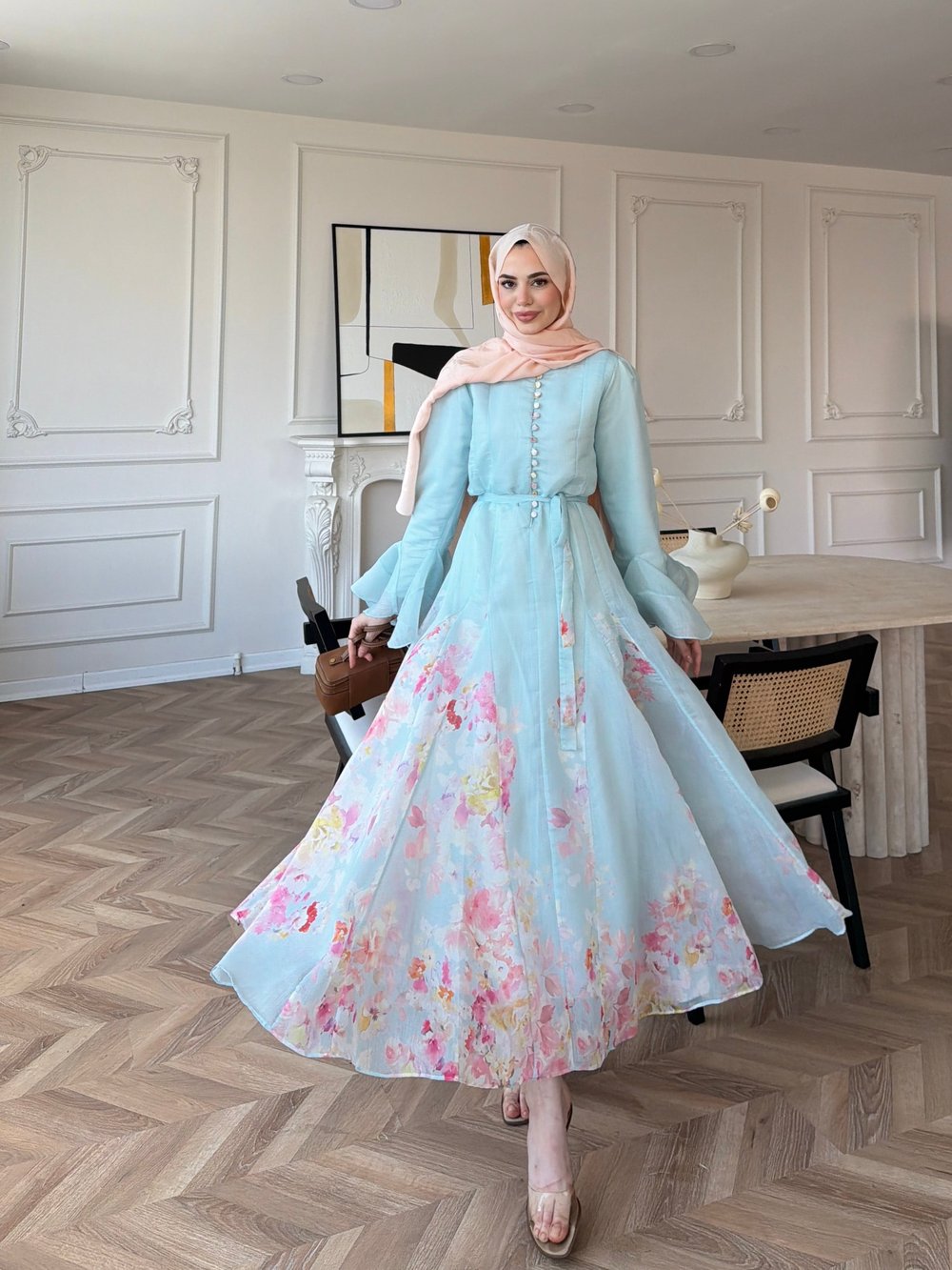 Melis Asimetrik Tül Elbise Mint Yeşili (26164)