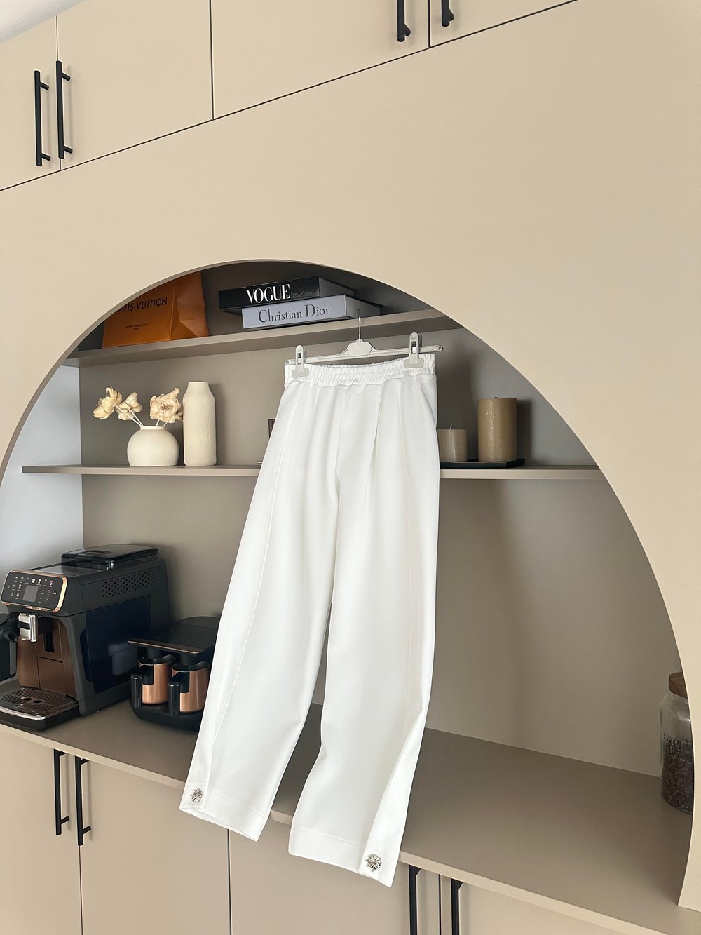 Metal Toka Detaylı Pantolon Beyaz