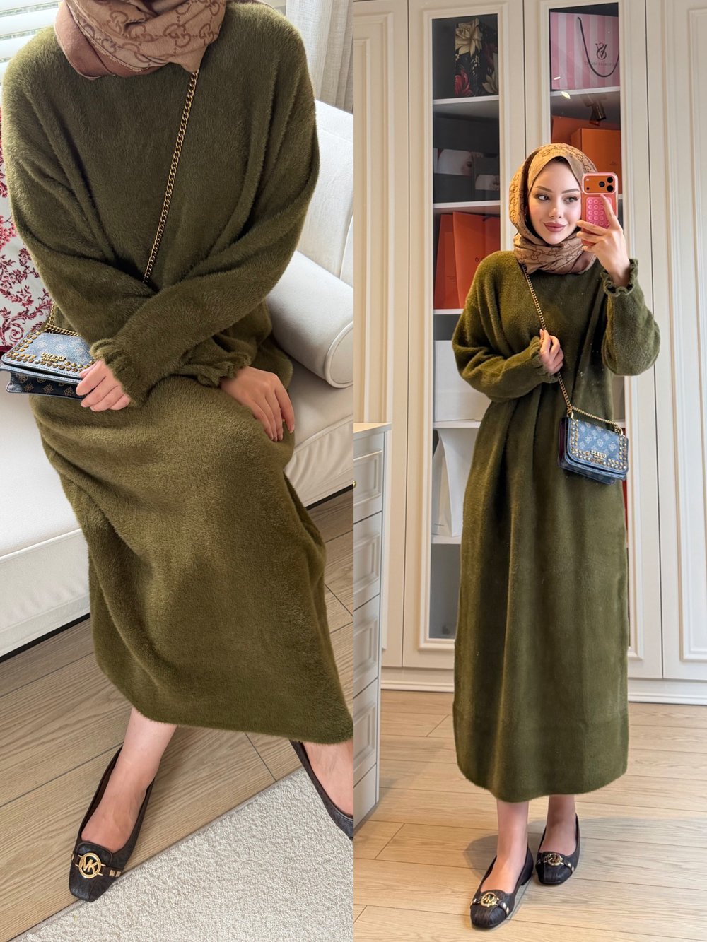 Milenyum Angora Elbise Haki (2914)