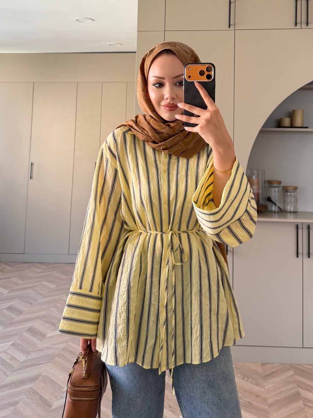 Mina Çizgili Gömlek Butteryellow (4423)