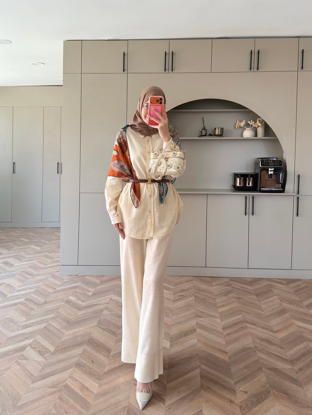 Miori Keten Pantolonlu Takım Bej (3146)