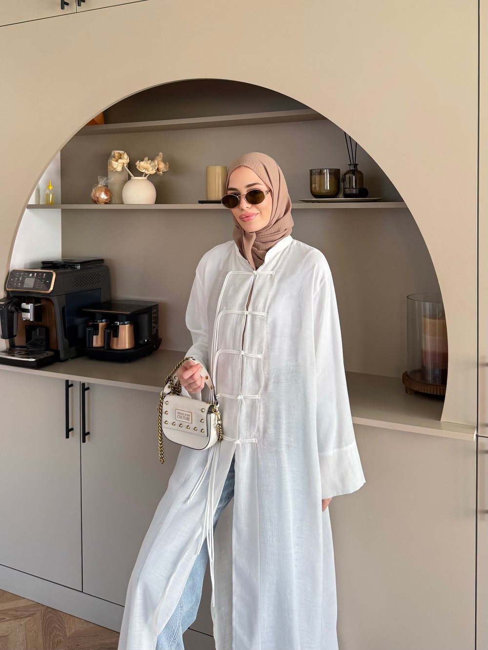 Mivera Yırtmaçlı Bluz/Kimono Beyaz (4538)