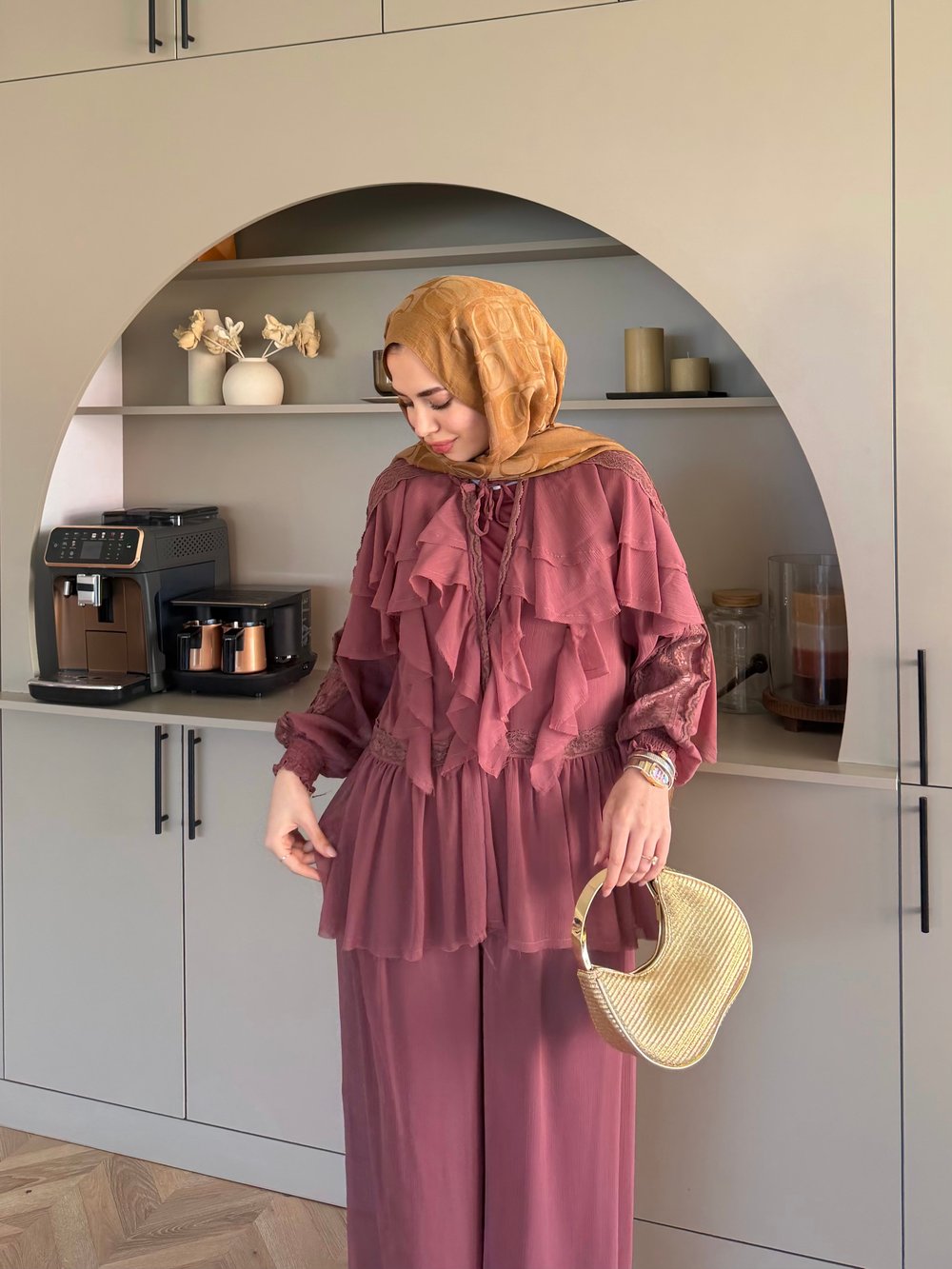 Mollis Fırfırlı Pantolon Takım Çağla Yeşili (3040)