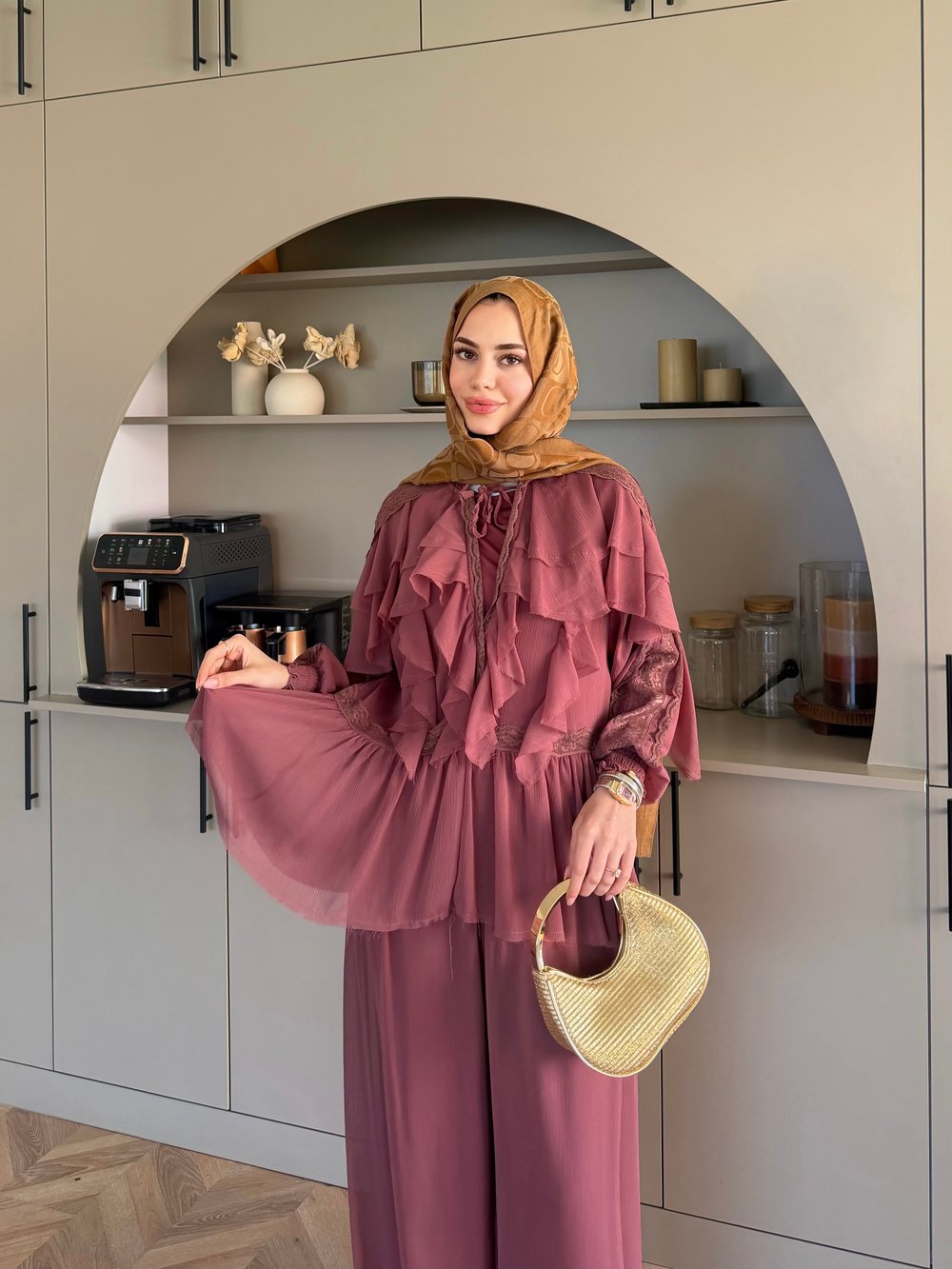 Mollis Fırfırlı Pantolon Takım Çağla Yeşili (3040)