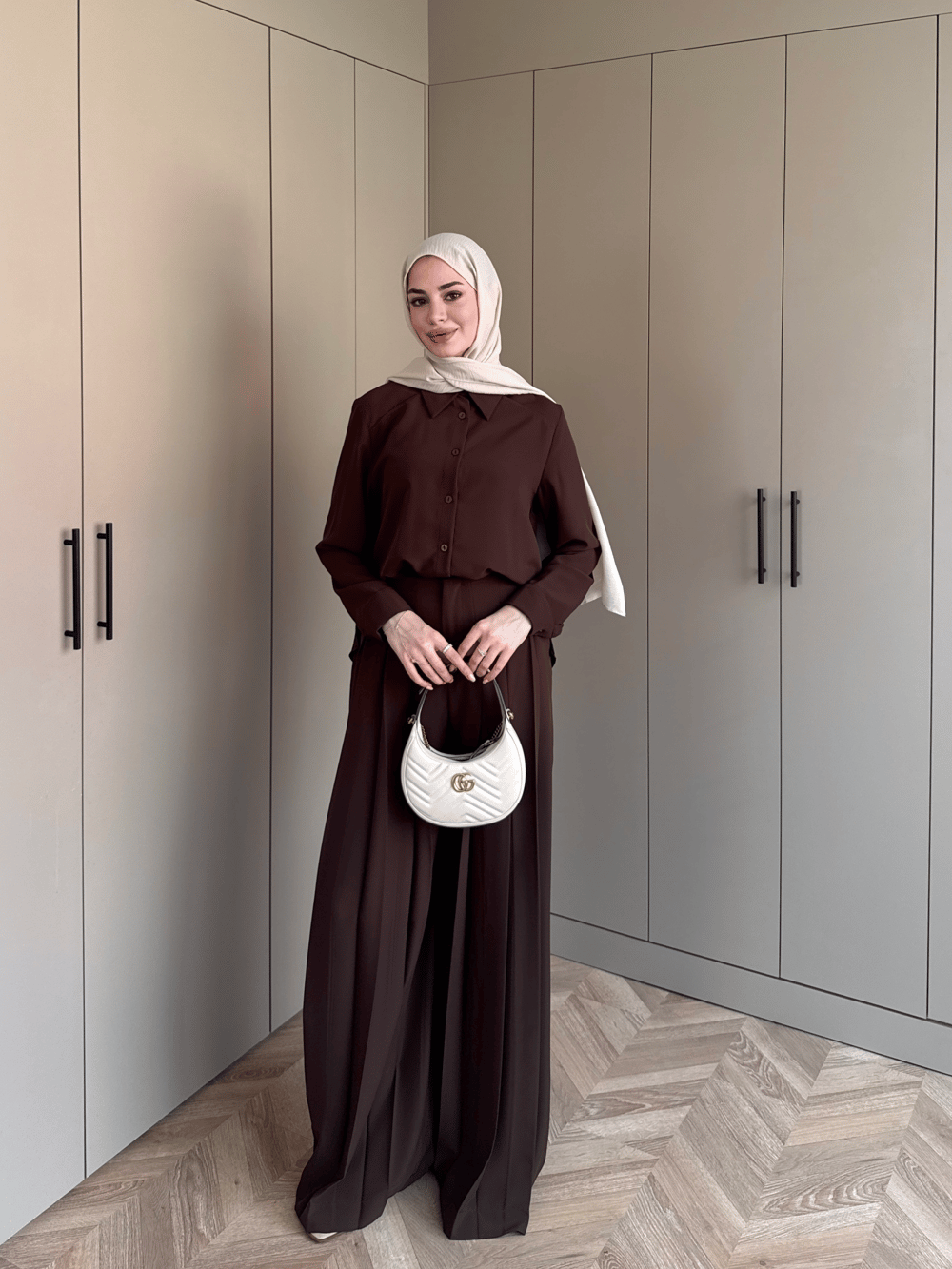 Monacco Pileli Pantolonlu Takım Acı Kahve (5729)