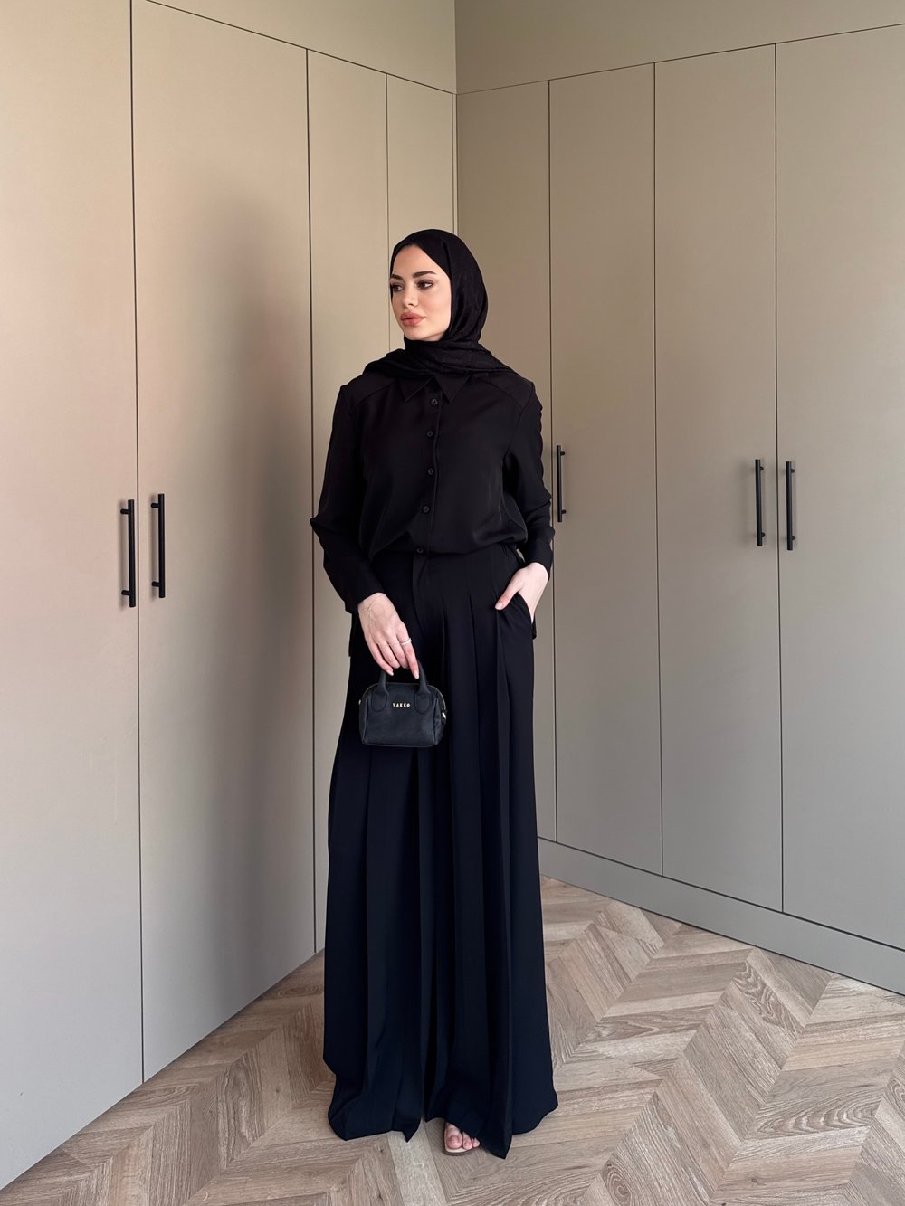 Monacco Pileli Pantolonlu Takım Siyah (5729)