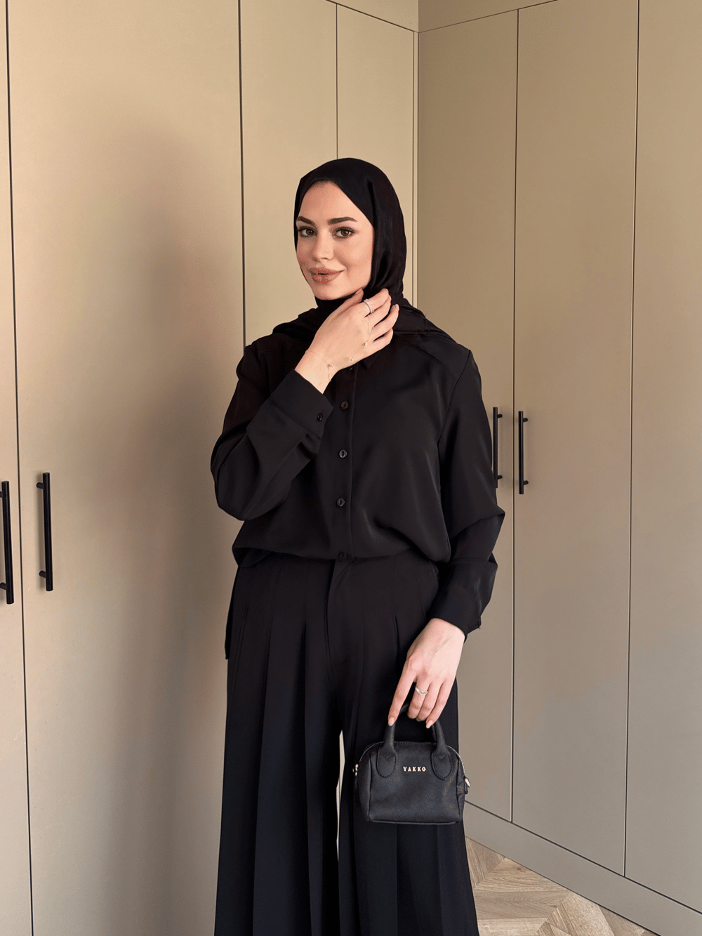 Monacco Pileli Pantolonlu Takım Siyah (5729)
