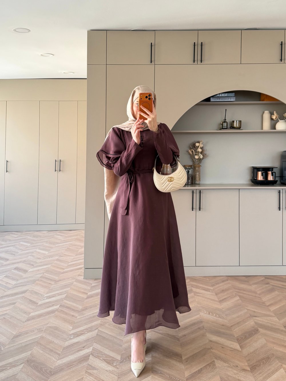 Muse Nakış Detaylı Volanlı Elbise Bordo (26056)