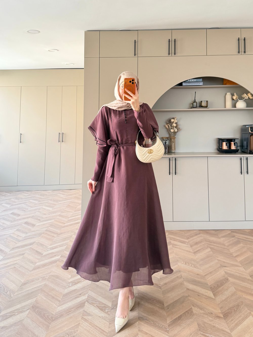 Muse Nakış Detaylı Volanlı Elbise Bordo (26056)