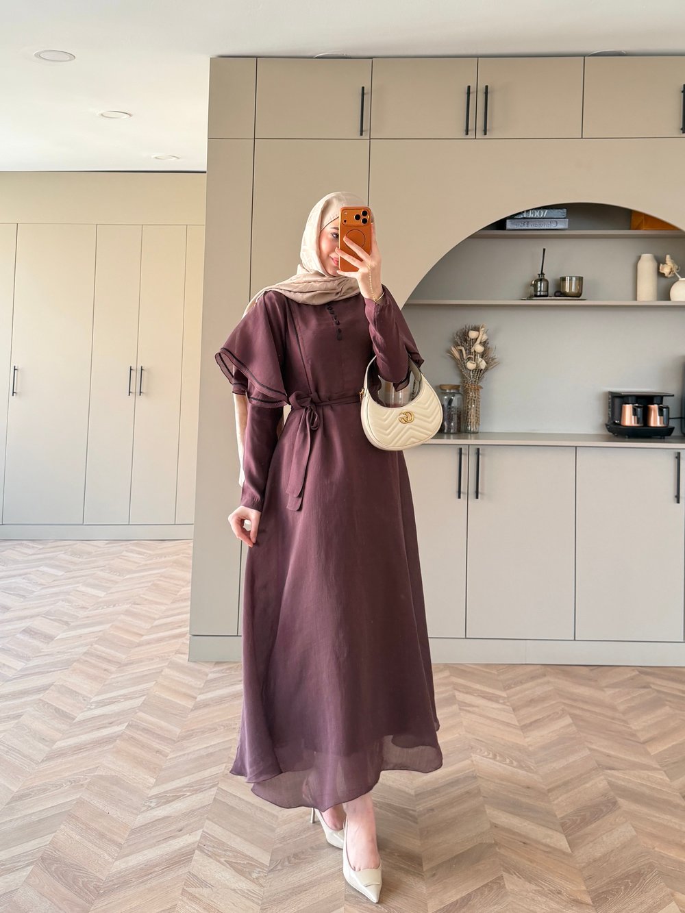 Muse Nakış Detaylı Volanlı Elbise Bordo (26056)