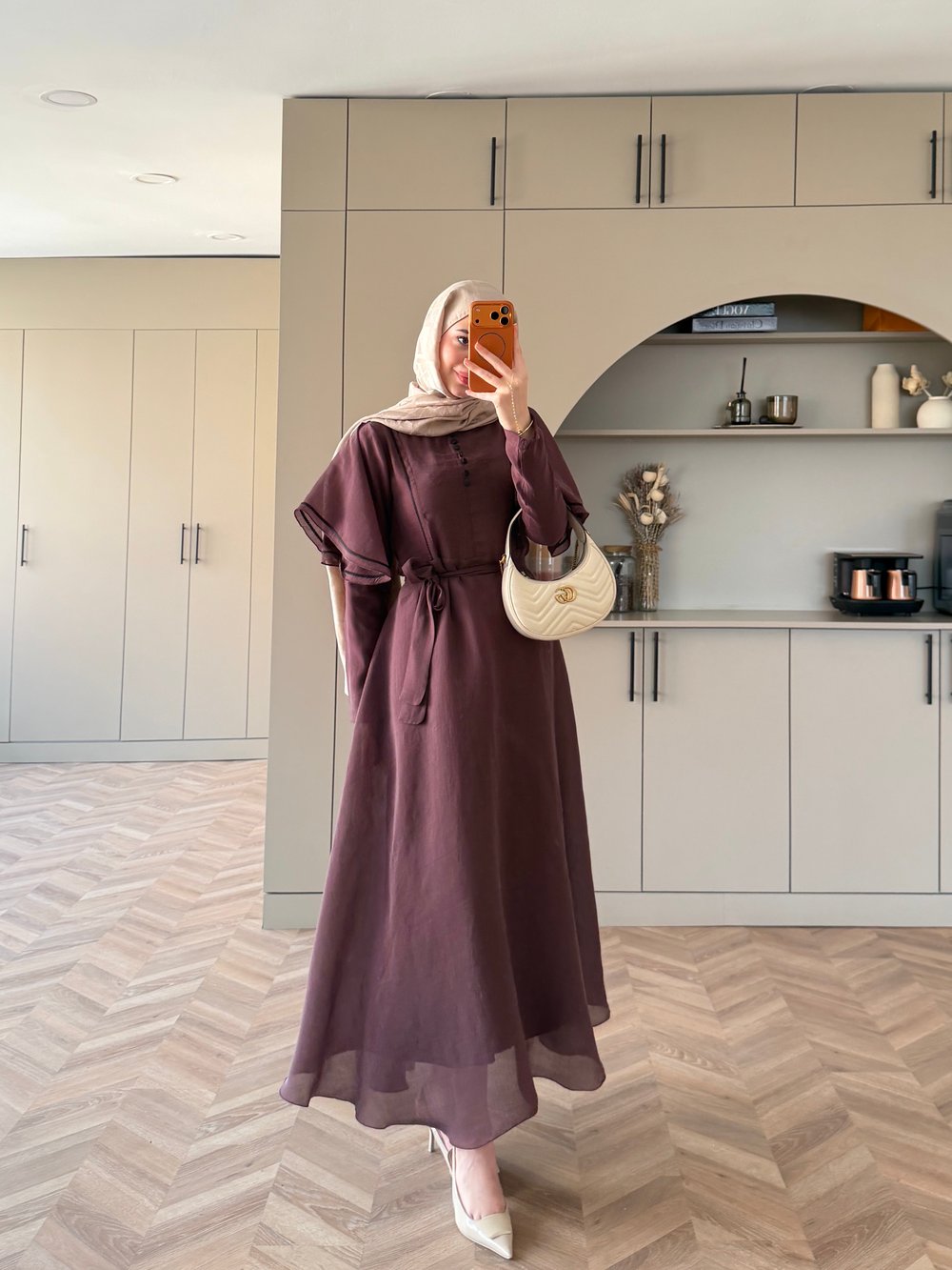 Muse Nakış Detaylı Volanlı Elbise Bordo (26056)