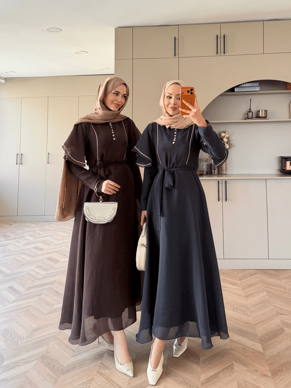 Muse Nakış Detaylı Volanlı Elbise Lacivert (26056)