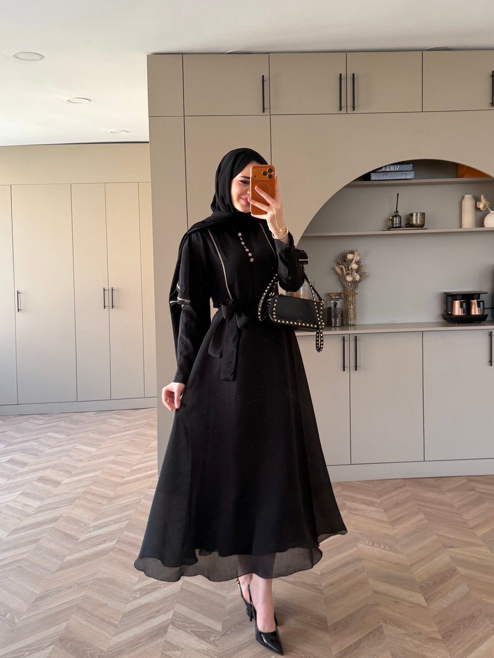 Muse Nakış Detaylı Volanlı Elbise Siyah (26056)
