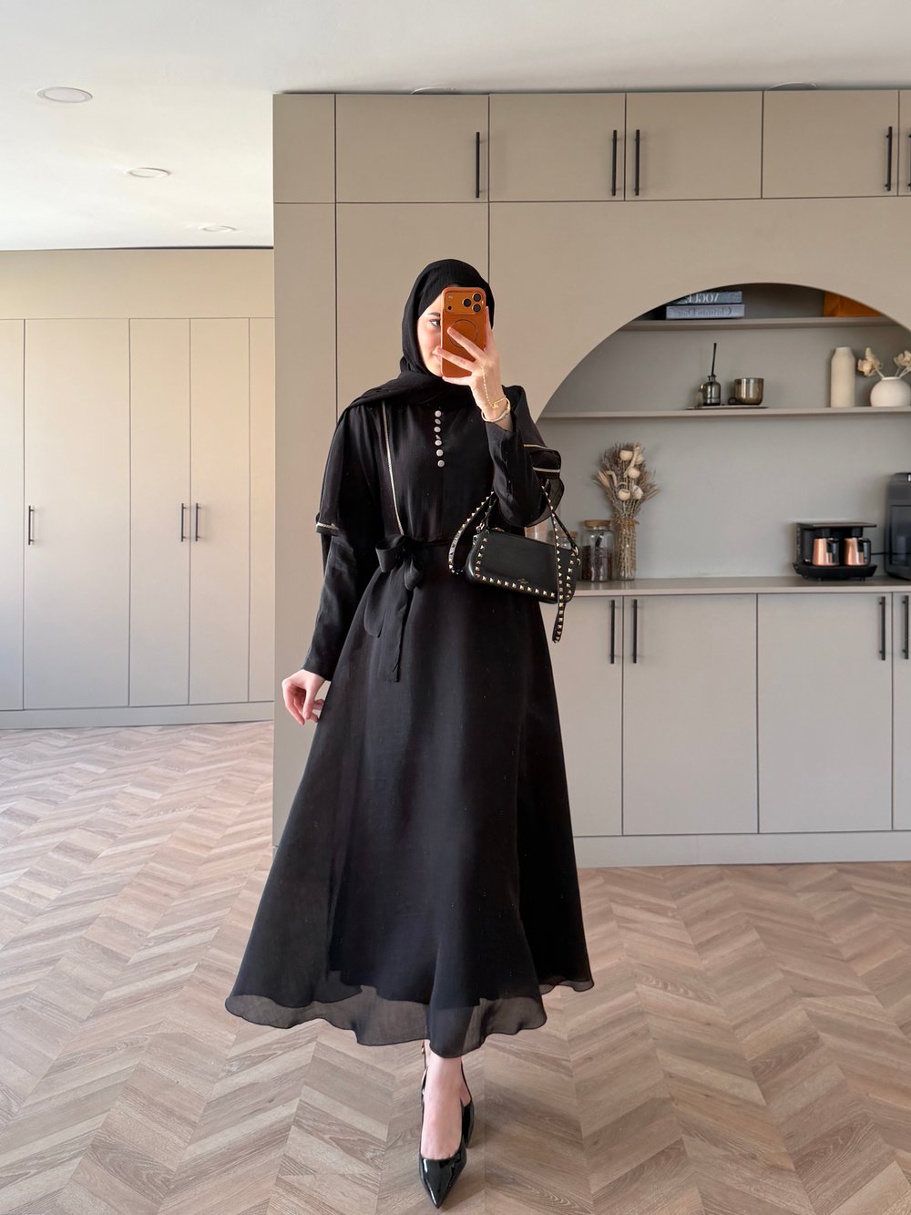 Muse Nakış Detaylı Volanlı Elbise Siyah (26056)