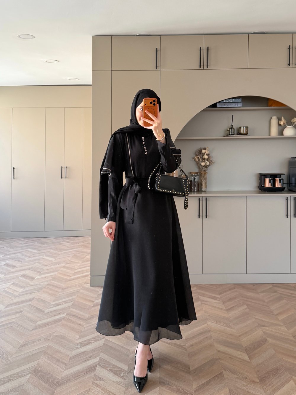 Muse Nakış Detaylı Volanlı Elbise Siyah (26056)