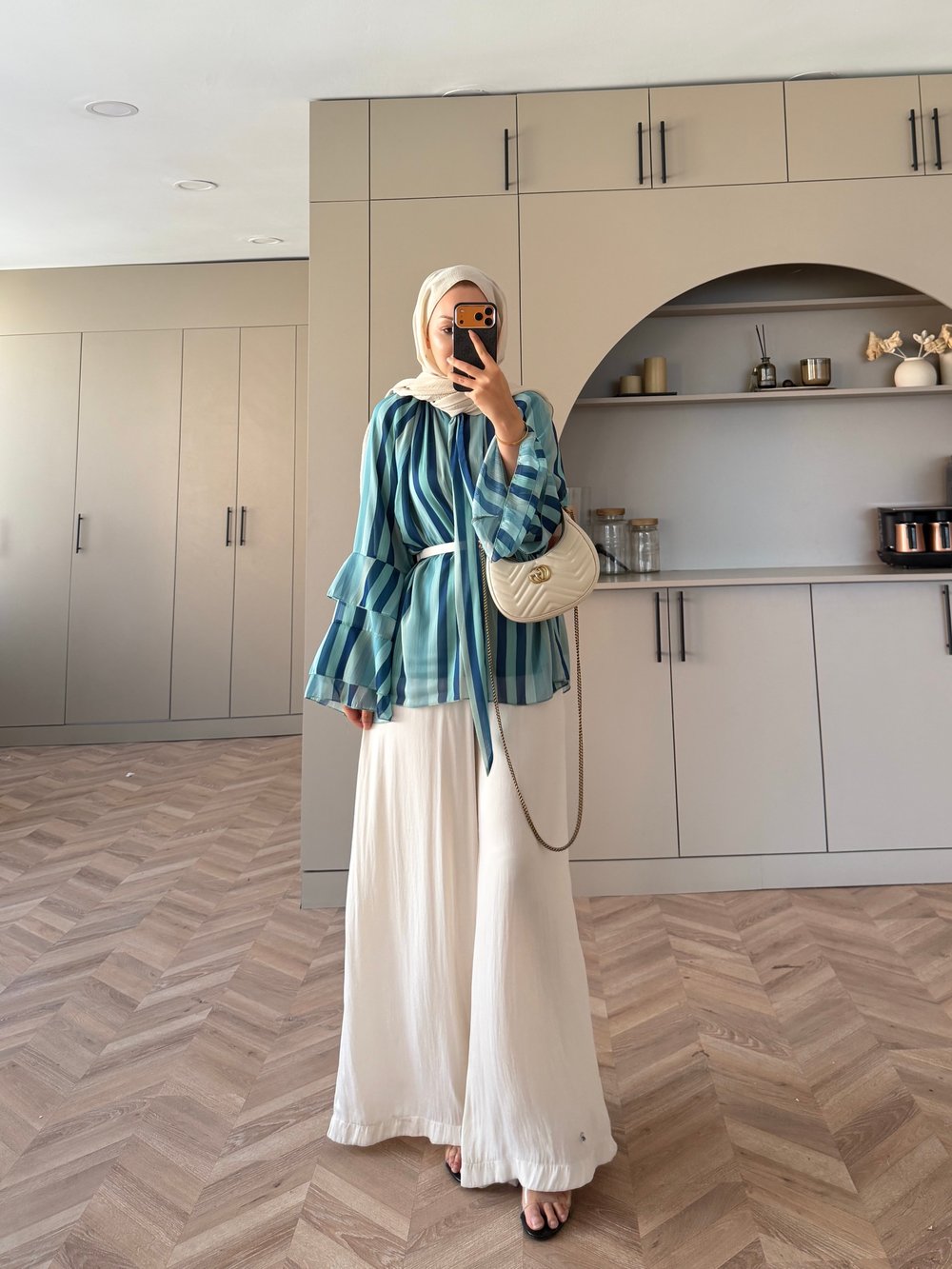 Nacre Çizgili Bluz Mint Yeşili