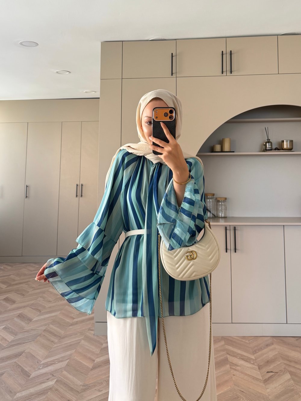 Nacre Çizgili Bluz Mint Yeşili