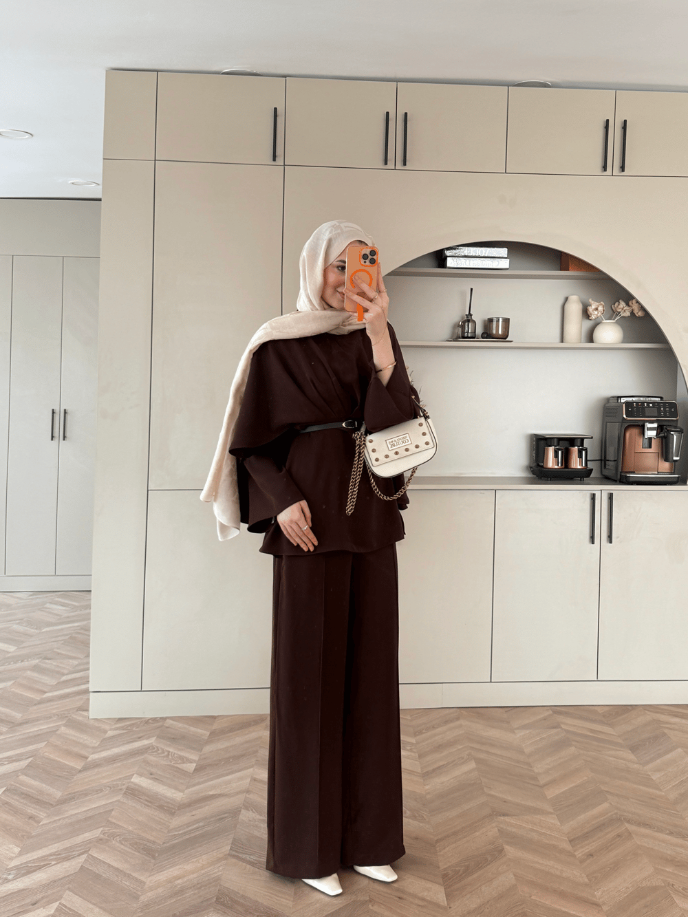 Nazra Yarasa Kol Pantolonlu Takım Acı Kahve (2358)